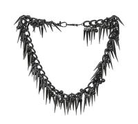 OhMill 17.5inch Spiked Necklaces Silver Necklace y2k Silver Gothic Necklaces Spike Chain Barbed Wire Necklace