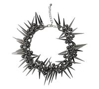 OhMill 17.5inch Spiked Necklaces Silver Necklace y2k Silver Gothic Necklaces Spike Chain Barbed Wire Necklace