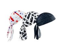 OhMill 3 Pcs Cycling Skull Caps Pirate Bandana Cap Cycling Cap Helmet Liner Summer Running Hat Mens Durag Caps
