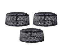 OhMill 3pcs Summer Islam Topi Kufi Worship Cap Men's Skull Cap Hat Muslim Prayer Hat Cap for Man Islam Cap Headwear, Black