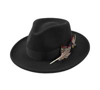 OhMill Black Fedora Hats for Women Cowgirl Hat Black Fedora Hat for Women Felt Cowboy Hats with Feather Panama Cap