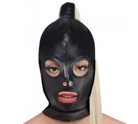 OhMill Black PU Leather Mask Face Cover Erotic Accessory Horse Belike Funny Headwear Cosplay Costume Halloween Dress Up