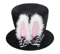 OhMill Bunny Ear Top Hat Costume Bunny Bonnet Rabbit Hat Rabbit Costume Magic Top Hat Halloween Party Cosplay Accessory, Black, One Size