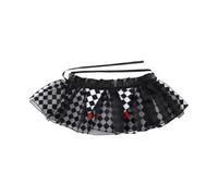 OhMill Clown Collar Circus Check Fake Ruffle Collar with Pompoms