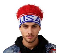 OhMill Creative USA Beanie Hat Cap With Wig Novelty Winter Knit Cosplay Party Wig Hat Cap for Women Men