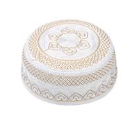 OhMill Embroidered Islamic Cap Saudi Arabia Men's Skull Cap Hat Muslim Prayer Hat Cap for UAE Men Islam Cap Kufi Headwear, Yellow Peach