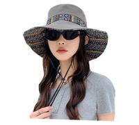 OhMill Floral Women's Wide Brim Sun Hats Dual Side Wearable Fisherman Bucket Hats Beach Hat Ladies Grey