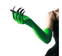OhMill Green Long Nail Claw Gloves Halloween Long Claw Hands Claw Gloves Costume Green Long Glove Women Elbow Glove 1 Pair