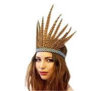 OhMill Halloween African Headwear Indian Feathered Headband African Chieftain Hat Headpiece Stage Show Props Christmas Easter Halloween Party Cosplay Fancy Dress Adults Kids (Gypsy Brown)