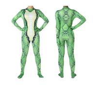 OhMill Halloween Prank Python One-piece Outfit Adults Animal Halloween Onesies Jumpsuit Snake Cosplay Costume for Men Women