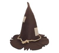 OhMill Halloween Witch Hat Patch Wizard Vintage Brown Witch Cap Carnival Makeup Cosplay Party Costume Accessories Women