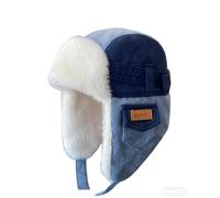 OhMill Kids Winter Trapper Hat Windproof Fleece Lined Ski Hat with Ear Protection for Girls Boys Blue