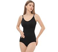 OhMill Large Size Women Shapewear Tummy Control Seamless Shaping Bodysuit Tighten Waist Body Shaper Underwear Thong With Adjustable Shoulder Straps, Black, UK20-24
