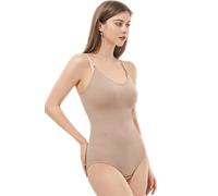 OhMill Large Size Women Shapewear Tummy Control Seamless Shaping Bodysuit Tighten Waist Body Shaper Underwear Thong With Adjustable Shoulder Straps, Skin Colour, uk16-20