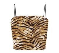 OhMill Leopard Print Crop Tops for Women - Y2K Leopard Print Cami Top with Bandana Backless Design for Going Out