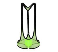 OhMill Men's Mesh Breathable Bodysuit Underwear One Piece Jockstrap Suspender Mankini Lingerie