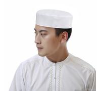 OhMill Pack of 10pcs Pure White Muslim White Skull Cap Men's Muslim Funeral Cap Hat Thin Light Islam Funeral Ceremony Cap Headwear