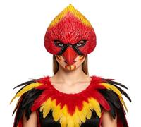 OhMill Realistic Red Bird Mask PU Animal Face Mask Halloween Costume