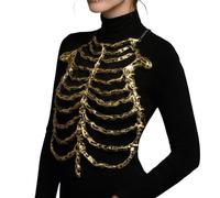 OhMill Skeleton Corset Top Soft Plastic Skeleton Womens Halloween Costume Skeletons Rib Cage for Halloween Cosplay
