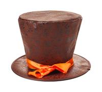 OhMill Steampunk Top Hats for Men Too Hat 8-inch Tall Top Hat Costume Faux Leather Magician Hat Adult with Texture 57cm