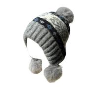 OhMill Thickened Pom Pom Winter Beanie Hat Cap Ear Protection Knitted Hat for Women Men Teens Grey