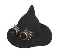 OhMill Unisex Punk Halloween Witch Hat With Glassess Decoration Wizard Hat Halloween Headwear Cosplay Party Costume for Men Women