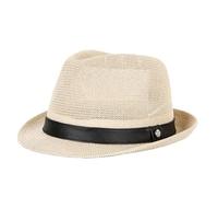 OhMill Unisex Short Brim Jazz Cap Straw Sun Hat Panama Fedora Formal Hats for Men Women Beige