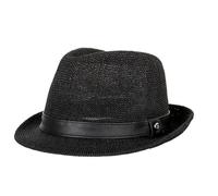 OhMill Unisex Short Brim Jazz Cap Straw Sun Hat Panama Fedora Formal Hats for Men Women Black
