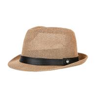 OhMill Unisex Short Brim Jazz Cap Straw Sun Hat Panama Fedora Formal Hats for Men Women Brown