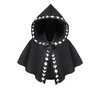 OhMill Vintage Medieval Cowl Hat Poncho Halloween Hooded Cape Cosplay Costume Cloak Adult Vampire Death Devil Cloak