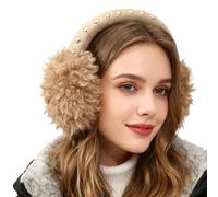 OhMill Women's Ear Muffs With Rivets Cool Cute Lamb-like Curly Fleece Winter Ear Warmers Foldable Earmuffs for Girls Ladies