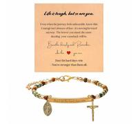 Ohmique Dont Let The Hard Days Win Bracelet - Cross Charm Inspirational Gift for Women, Don't Let The Hard Days Win Adjustable Beaded Bracelet Daily Encouragement Jewelry, Motivational, One Size