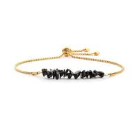 Ohmique - Natural Black Tourmaline Bracelet, Genuine Black Tourmaline Link Chain Healing Protection Stone Bracelet Chakra Yoga Crystal Gift for Women, Mediano, Stone, Tourmaline