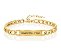 Ohmique Remember Who The F You Are Bracelet - Remember Who You Are Chain, Motivational Bangle Stainless Steel Engraved Words, Inspirational Chain Jewelry Gifts for Women Friend, M, Zinc, no gemstone