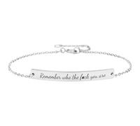 Ohmique Remember Who The F You Are Bracelet - Remember Who You Are Chain, Motivational Bangle Stainless Steel Engraved Words, Inspirational Chain Jewelry Gifts for Women Friend, M, Zinc, no gemstone