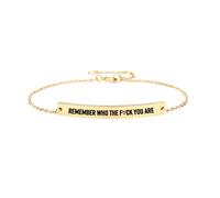 Ohmique Remember Who The F You Are Bracelet - Remember Who You Are Chain, Motivational Bangle Stainless Steel Engraved Words, Inspirational Chain Jewelry Gifts for Women Friend, M, Zinc, no gemstone