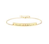 Ohmique Remember Who The F You Are Bracelet - Remember Who You Are Chain, Motivational Bangle Stainless Steel Engraved Words, Inspirational Chain Jewelry Gifts for Women Friend, M, Zinc, no gemstone