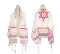 Ohmique Tallit Prayer Shawl with Bag, Soft Fabric 70"x 20" Tallit Prayer Cloth Israel for Men & Women, Pink, Medium