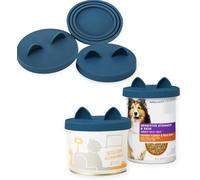 OHMO 3 Pack Dog Food Can Lids, Universal Size Silicone Covers for Cat and Dog Food, Dark Blue