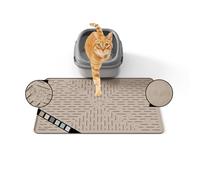 OHMO Cat Litter Mat 60 x 40 cm Beige Premium Silicone Rubber, Easy Clean Waterproof Kitty Under Box Trapping Mat, Keep The Floor Tidy