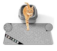 OHMO Cat Litter Mat 60 x 40 cm Grey Premium Silicone Rubber, Easy Clean Waterproof Kitty Under Box Trapping Mat, Keep The Floor Tidy