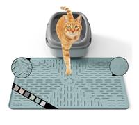 OHMO Cat Litter Mat 60 x 40 cm Light Blue Premium Silicone Rubber, Easy Clean Waterproof Kitty Under Box Trapping Mat, Keep The Floor Tidy