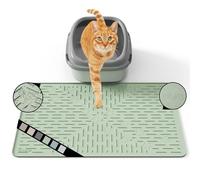 OHMO Cat Litter Mat 60 x 40 cm Sage Green Premium Silicone Rubber, Easy Clean Waterproof Kitty Under Box Trapping Mat, Keep The Floor Tidy