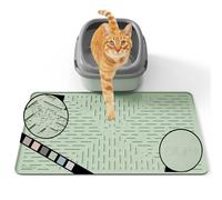 OHMO Cat Litter Mat 60 x 40 cm Sage Green Premium Silicone Trapping Mat, Easy to Clean Waterproof Kitty Under Box Trapping Mat, Keep The Floor Tidy