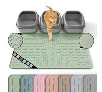 OHMO Cat Litter Mat Extra Large 95 x 64 cm Sage Green Premium Silicone, Easy to Clean Waterproof Kitty Under Box Trapping Mat, Keep The Floor Tidy