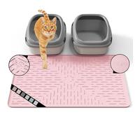 OHMO Cat Litter Mat Large 80 x 60 cm Pink Premium Silicone, Easy to Clean Waterproof Kitty Under Box Trapping Mat, Keep The Floor Tidy