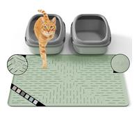 OHMO Cat Litter Mat Large 80 x 60 cm Sage Green Premium Silicone Rubber, Easy Clean Waterproof Kitty Under Box Trapping Mat, Keep The Floor Tidy