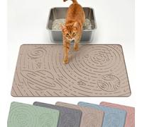 OHMO Cat Litter Mat Trapping Mat Premium Silicone Medium 60x40cm, Star Pattern Waterproof and BPA Free Kitty Litter Tray Box Mat, Easy to Clean and Keeps the Floor Tidy, Beige