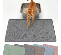 OHMO Cat Litter Mat Trapping Mat Premium Silicone Medium 60x40cm, Star Pattern Waterproof and BPA Free Kitty Litter Tray Box Mat, Easy to Clean and Keeps the Floor Tidy, Dark Grey