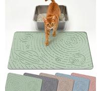 OHMO Cat Litter Mat Trapping Mat Premium Silicone Medium 60x40cm, Star Pattern Waterproof and BPA Free Kitty Litter Tray Box Mat, Easy to Clean and Keeps the Floor Tidy, Sage Green